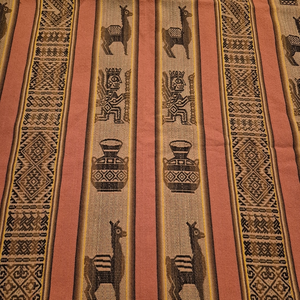 Vintage Peruvian Andean Woven Blanket Llama Iconography Large 88x40 - Picture 3 of 7